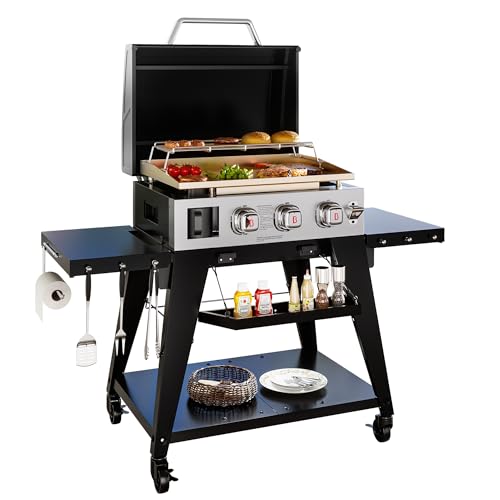 6-Burner Propane Gas Grill and Griddle with Double Stainless Steel Lids O6501