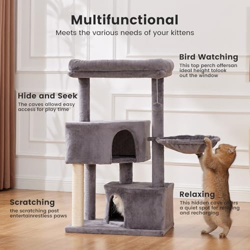 41" Tall Cat Tree with 2.8in Posts & Washable Top Perches A3903