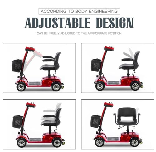 Red Foldable 4 Wheel Mobility Scooter 400 lbs 250W with Basket S760