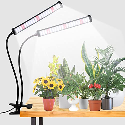 6000K Full Spectrum Clip Plant Growing Lamp with White Red LEDs, 5-Level Dimmable, Auto On Off Timing 4 8 12Hrs U634