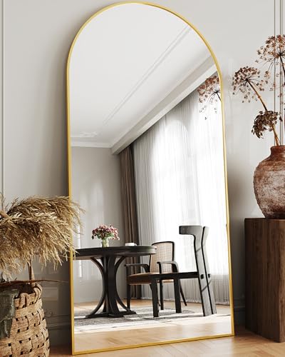 76"x34" Black Arched Floor Mirror V501