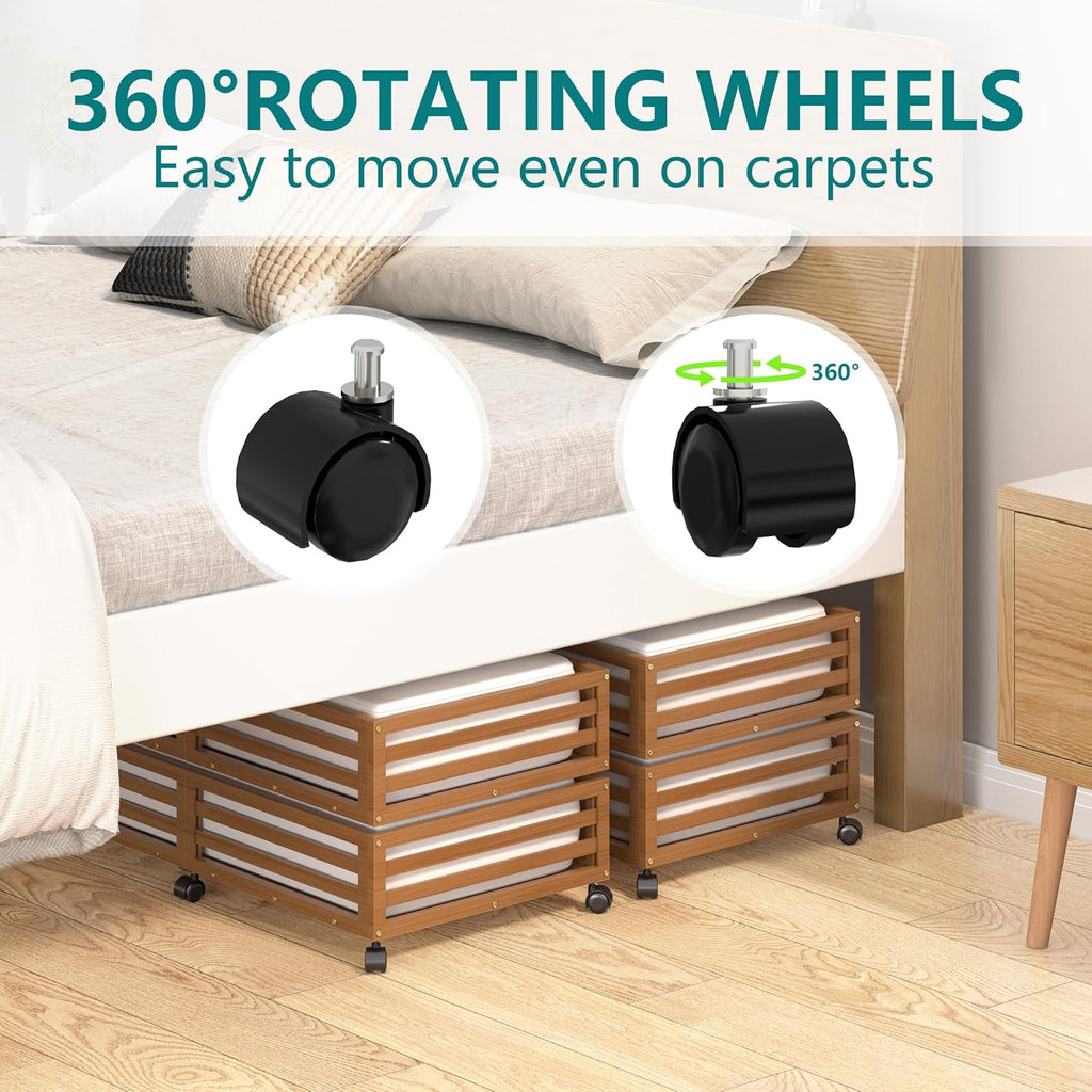 Bamboo Under Bed Storage Containers with Wheels 2 Packs U533944