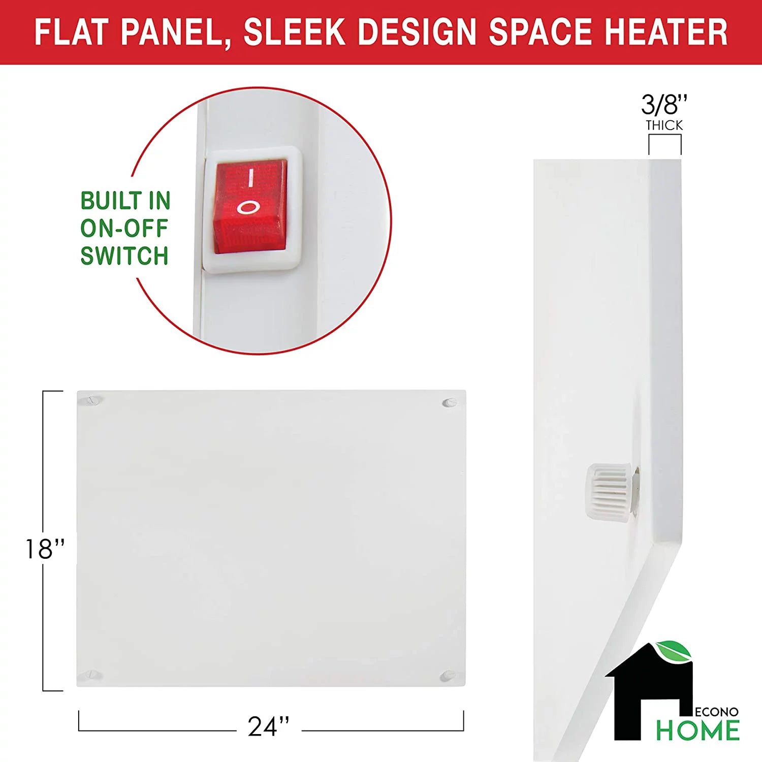 250 Watt Splashproof Convection Wall Mount Space Heater Panel O889513