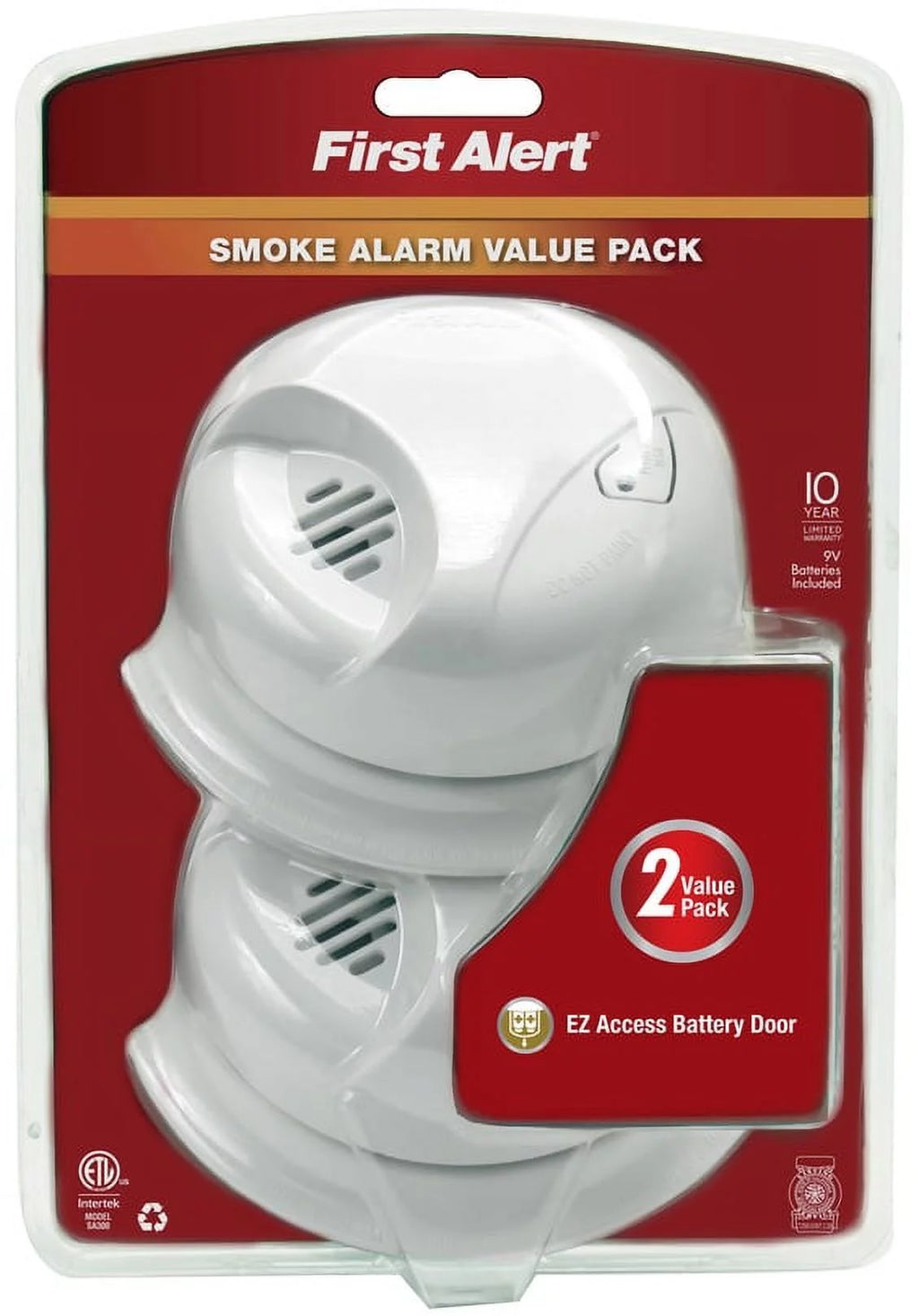 2 Pack Battery Operated Ionization Smoke Alarm Z449778