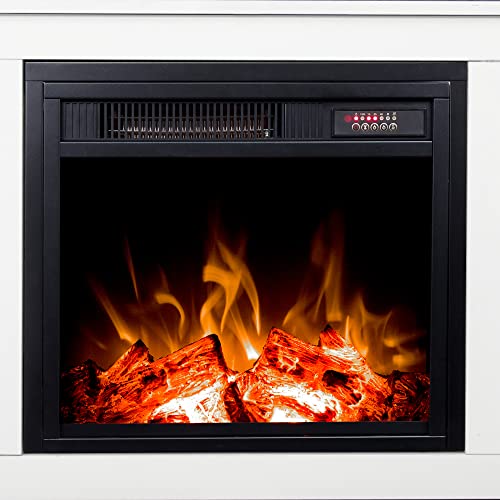 White 4 Cubby Electric Fireplace TV Stand Y7847