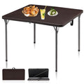 White 34" Square Plastic Folding Table with Carrying Handle K7396