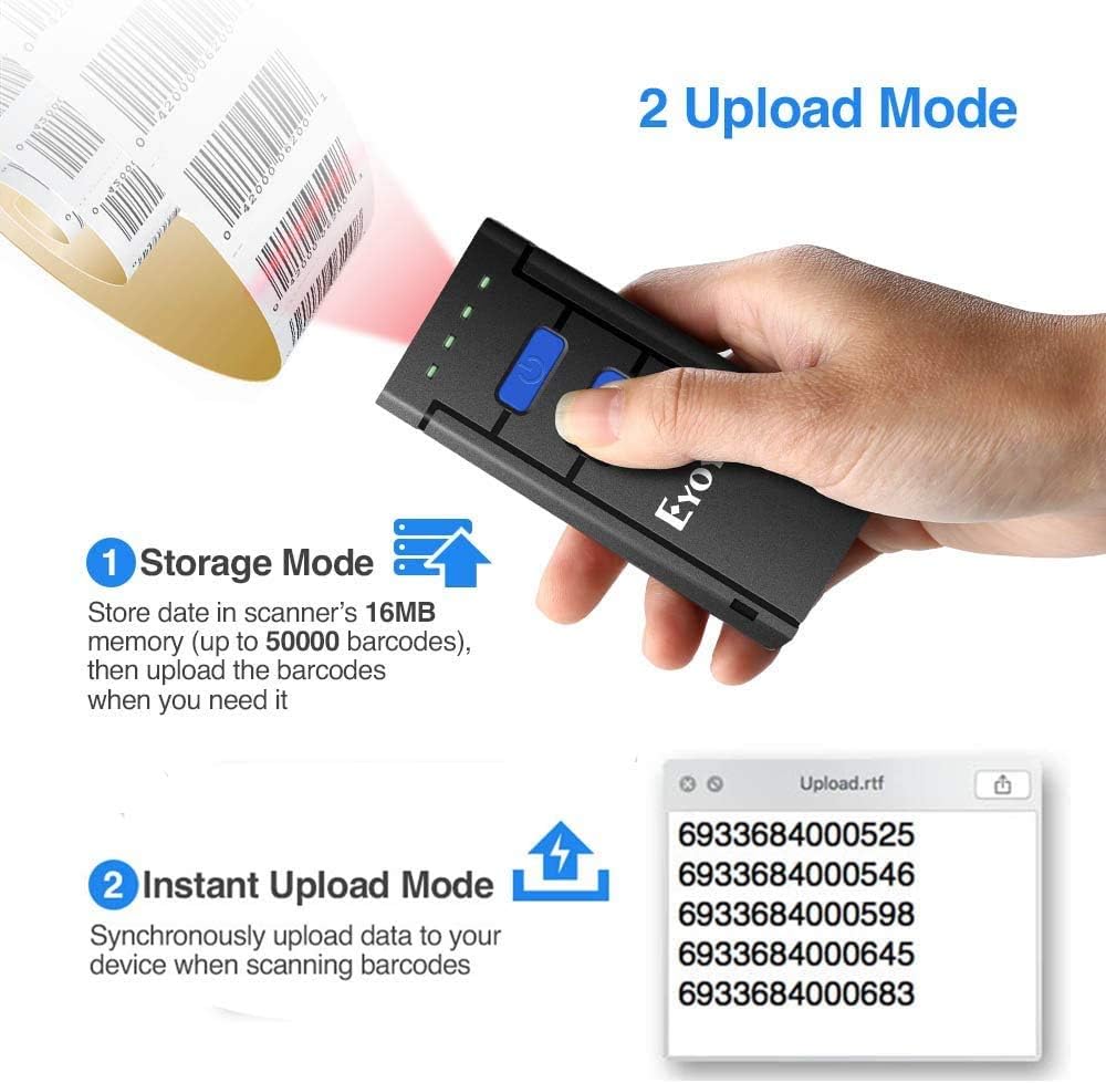 Portable 1D Wireless Bluetooth Barcode Scanner Pack of 2 N684