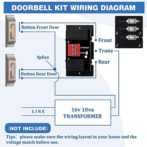 Wired Doorbell Chime Kit with 2 Lighted Metal Push Buttons, 16V 10VA 2 Sounds, Silver F34423