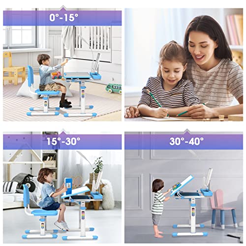 Green Height-Adjustable Kids Desk and Chair Set T4364