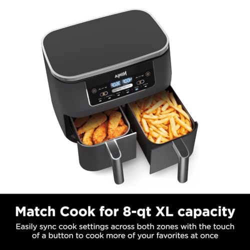 10 Quart DualZone XL 2-Basket Air Fryer, Grey Q856448