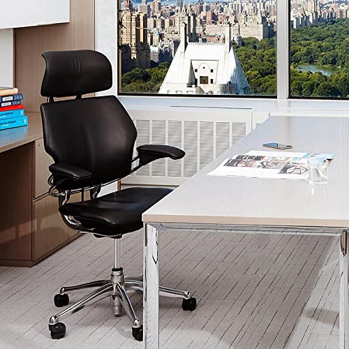 Black Polished Aluminum Ergonomic Office Chair with Headrest M3472