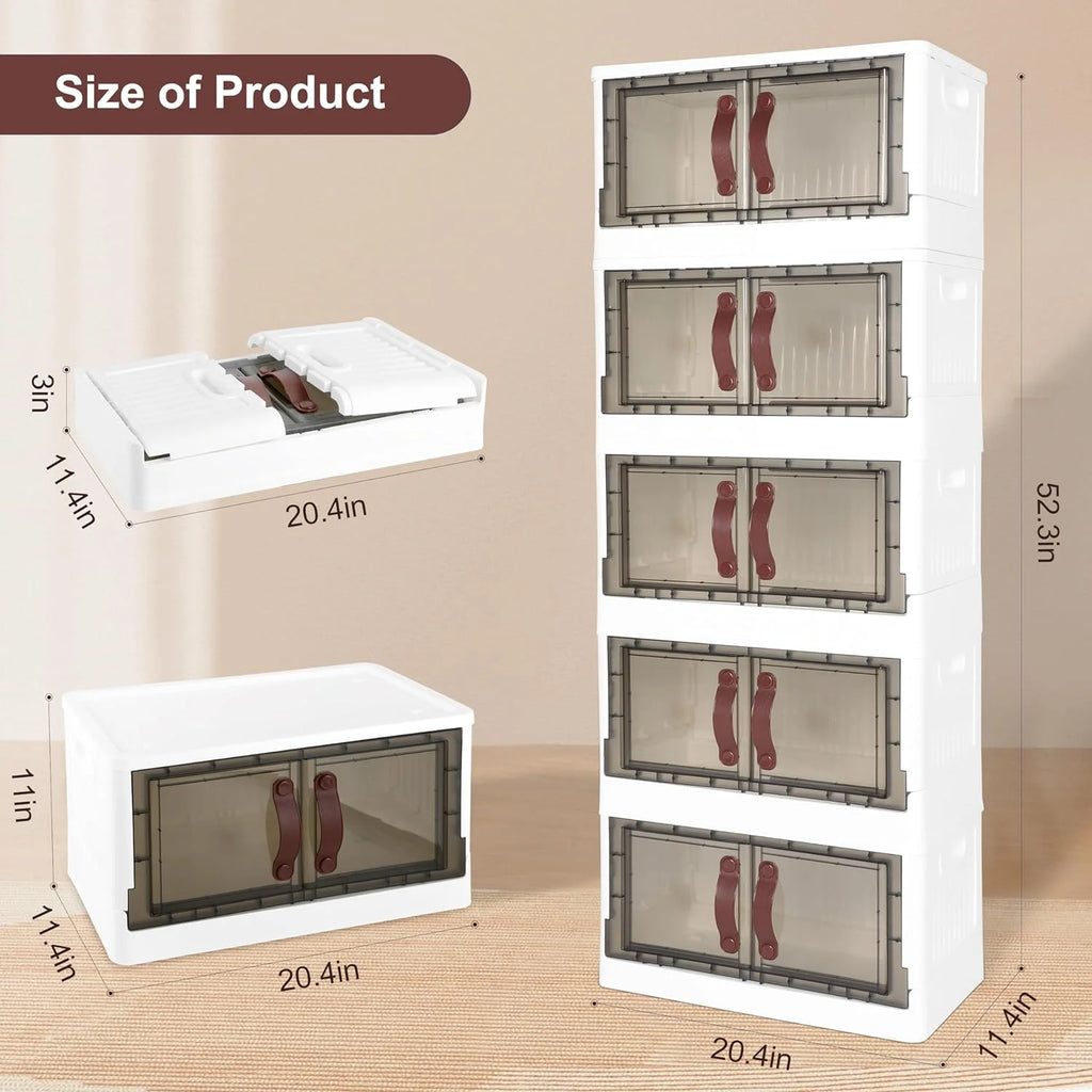 Beige 200 Qt (50 gal) 5 Pack Stackable Plastic Storage Bins with Lids Y62373