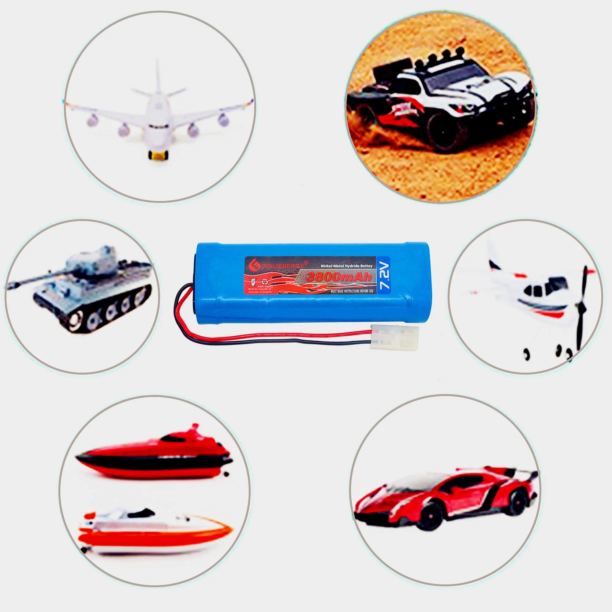 7.2V 3800mAh NiMH RC Battery with Tamiya Connector (1 Pack) D359