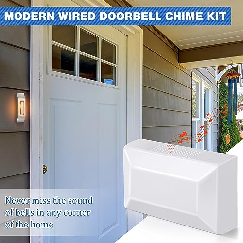 Wired Doorbell Chime Kit with 2 Lighted Metal Push Buttons, 16V 10VA 2 Sounds, Silver F34423