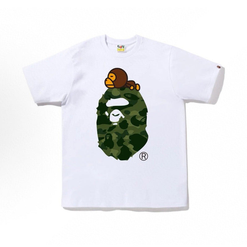 BAPE Ape Head Shark Print Loose Casual Unisex Short Sleeve T-Shirt
